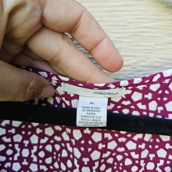 Halogen purple and white patterned sleeveless blouse XL - Picture 3 of 4